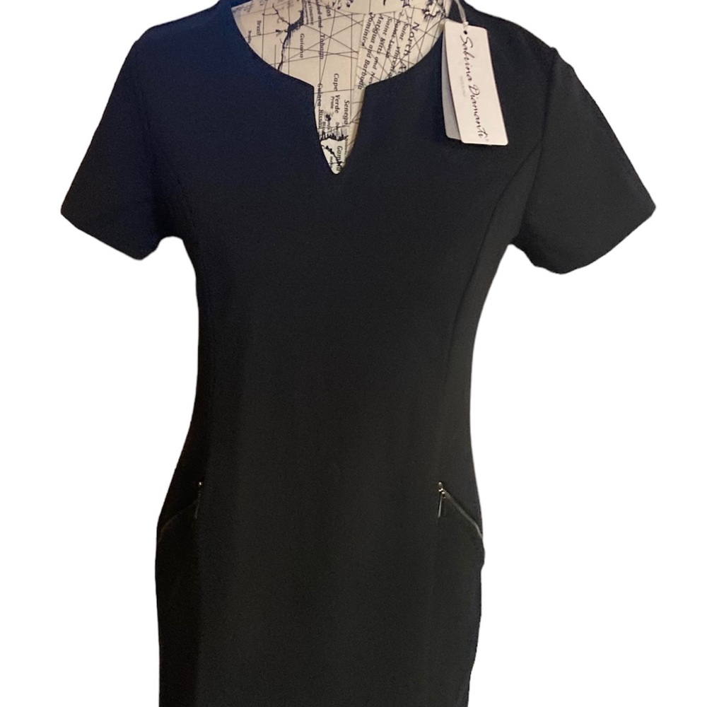 Sabrina Diamanti Milano Black Short Sleeve Dress Size M